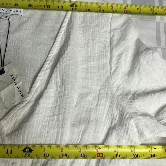 MIOU MUSE NWT  white mini flare gauze dress,cotton, smocked waistline - Picture 10 of 14